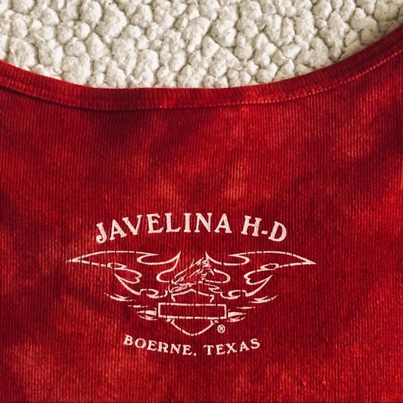 Harley Davidson Red 3/4 Sleeves w/Tie Dyed Pattern - Picture 4 of 6